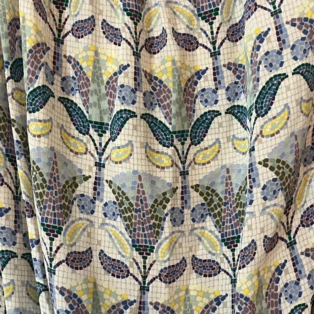 Tory Burch silk romper XS mosaic Provence Pompeii tassels